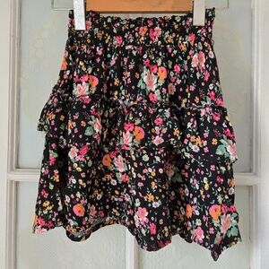Between Black Floral Tiered Skirt L (10/12)